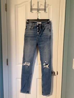 Re/Done REVOLVE Distressed High-Rise Skinny Jeans - Blue
